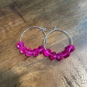 Beautiful Circle Hoop Earrings| Fuchsia
Swarovski Crystal Beads | New